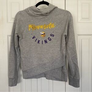Minnesota Vikings NFL Girls Youth L Hoodie Sweatshirt Gray Funnel Neck Glitter